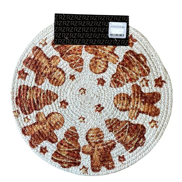 Rachel Zoe Christmas GINGERBREAD Placemat 15in Set of 4 Holiday Home Decor New - Picture 5 of 10
